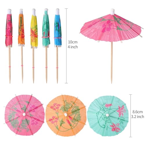 YINCL 100 PCS Cocktail Umbrellas - Classic Tropical Paper Drink Picks