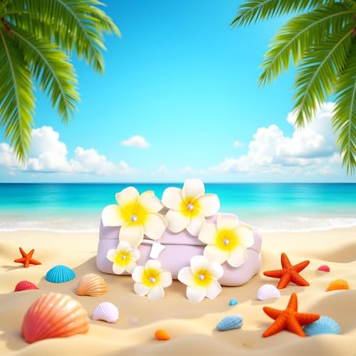 White Plumeria Flower Hair Clips 5cm Tropical Hair Barrettes 10 Pack