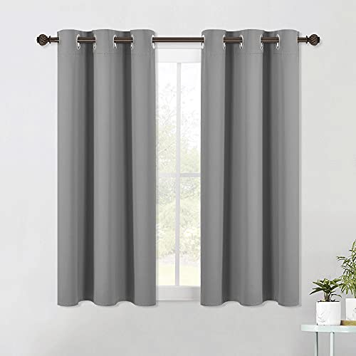 NICETOWN Silver Grey Blackout Curtains 42x54 Inches - Pack of 2, Microfiber Thermal Insulated Drapes for Small Windows
