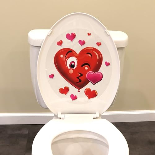 Valentine's Heart Toilet Seat Cling Decoration Set - 2 Pieces