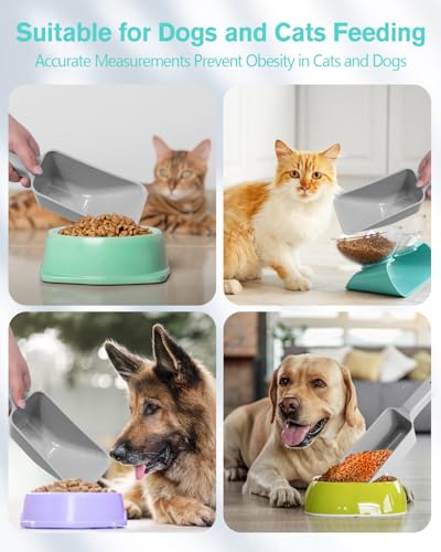 Aosnare 2-Cup Dog Food Scoop - Measuring Pet Food Scooper, Gray (2-Pack)