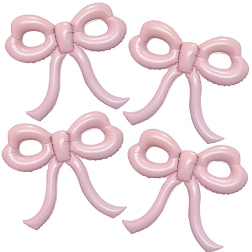 4 Giant Light Pink Bow Balloons for Girls' Party Decor