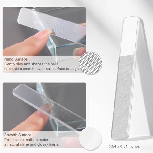 Glass Nail File and Cuticle Pusher Set with Sanding Pads
