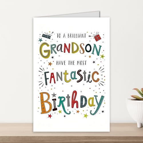 Grandson Birthday Card for Young Men and Boys with Envelope