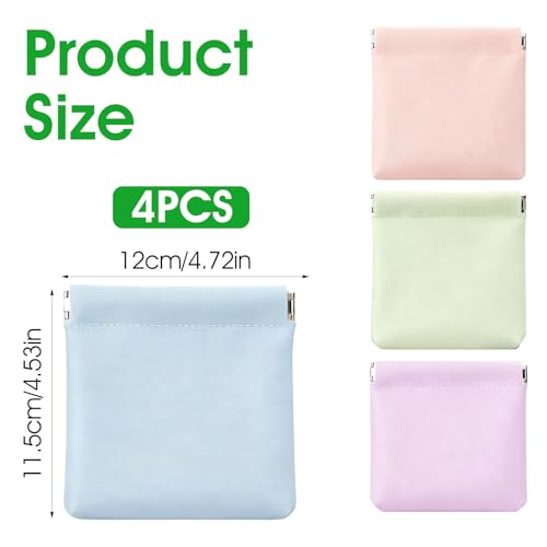 Leather Organizer Pouches for Purse - 4 Pack Snap Closure Mini Bags