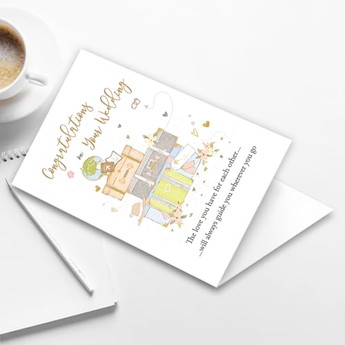 Hongshan Romantic Wedding Card with Premium Envelope - 5.3" x 8"