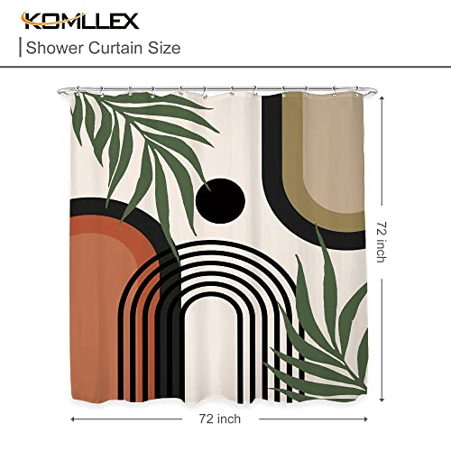 KOMLLEX Abstract Boho Shower Curtain 72"x72" - Waterproof Fabric, Black/Beige