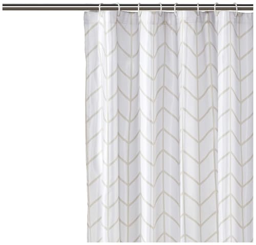 Amazon Basics Water-Repellent Shower Curtain - 72"x72", Natural Herringbone