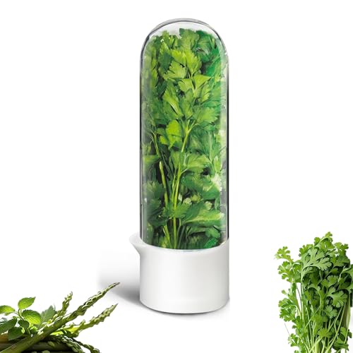 Herb Saver for Refrigerator - Fresh Herb Keeper Container for Cilantro, Parsley, Mint, Asparagus