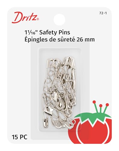 Dritz Safety Pins Size 1 (15-Count) Nickel-Plated for Quilting & Crafts
