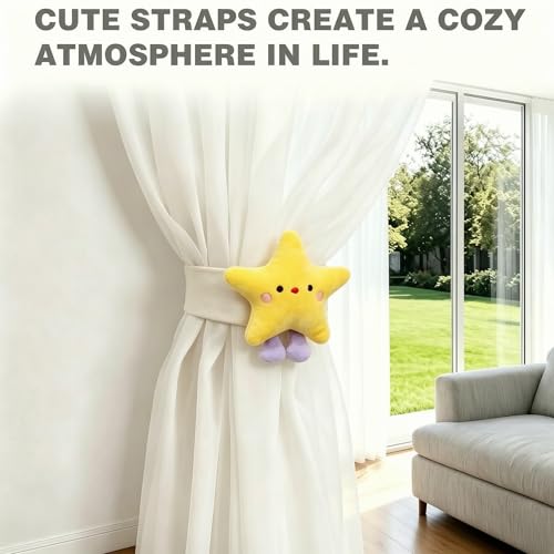 YGNNIU 2 Pack Cartoon Star Curtain Tiebacks for Kids Rooms