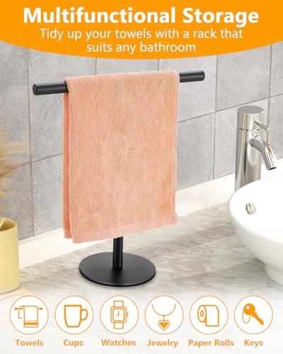 Matte Black T-Shape Hand Towel Holder Stand for Bathroom & Kitchen