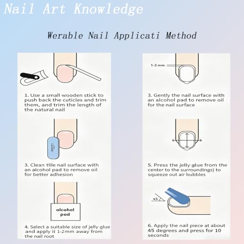 Hiynef 4th of July Short Square Press On Nails – Red & Blue Gradient with Silver Star & Glitter Acrylic False Nails (24 Pcs)