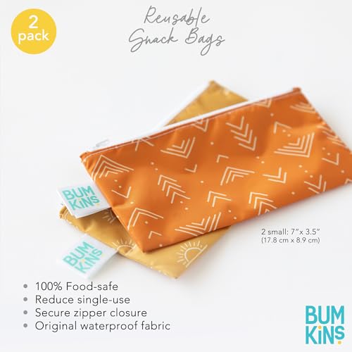 Bumkins Reusable Snack Bags - Waterproof Fabric, Food-Safe, 2-Pack