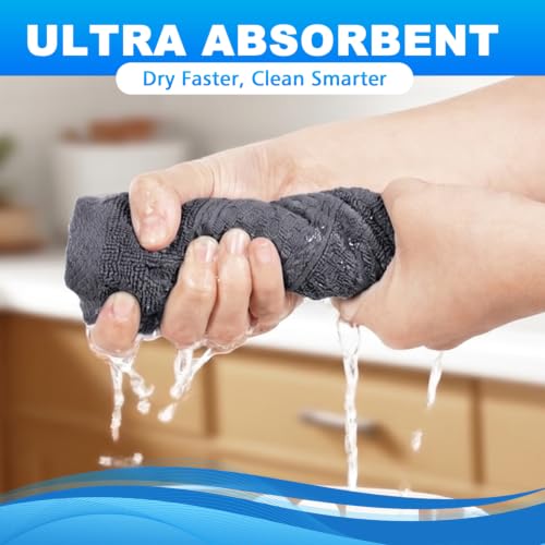 100% Cotton Wash Cloths - 12x12 Inch, 6 Pack, Soft & Absorbent