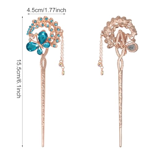 Honbay Traditional Chinese Blue Butterfly Hair Stick with Tassel