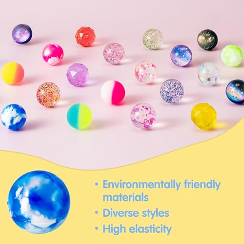 JOYIN 24 Pack 1.26" Multistyle Bouncy Balls with Storage Bag for Kids