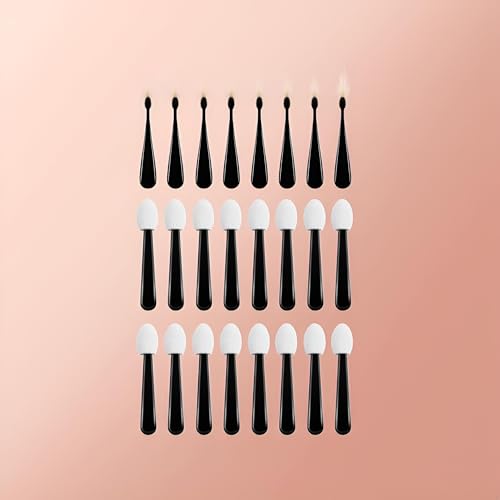 100 Pcs Black & White Eyeshadow Sponge Applicators - Dual Sided Sticks