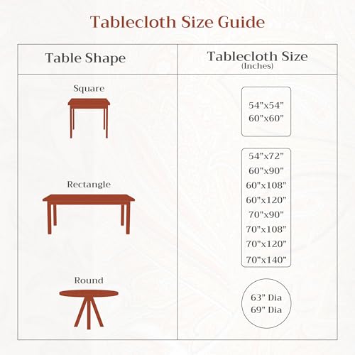 Orient Square Table Cloth 60x60 Inch Reusable Cotton Holiday Decor