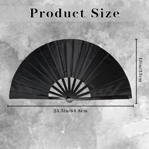 13-Inch Folding Clacking Hand Fan for Raves & Dancing - Black