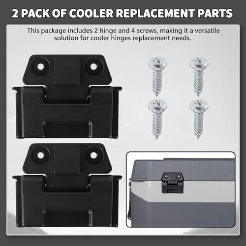 (2 Pack) Coolers Hinge for Igloo 25, 52, 72 Qt BMX Coolers Latch Replacement Parts, Cooler Hinges with Screws for Igloo Cooler Replacement Hinges