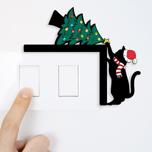 Funny Black Cat Christmas Door Topper - Holiday Window & Wall Decor - Black Cat 2