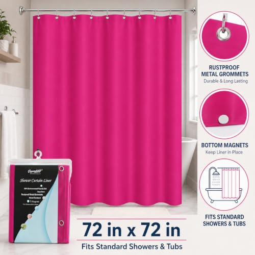 Water-Resistant EVA Shower Curtain Liner 72x72 Inch with Magnets