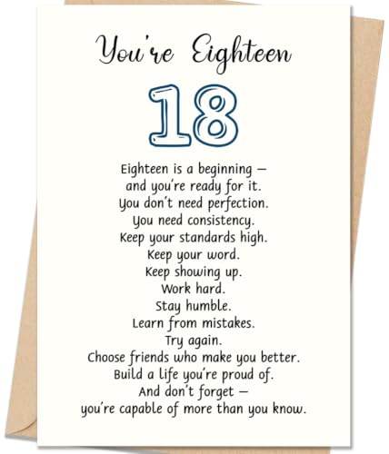 18th Birthday Card for Him or Her - Luxury Linen Cardstock (DA-048)