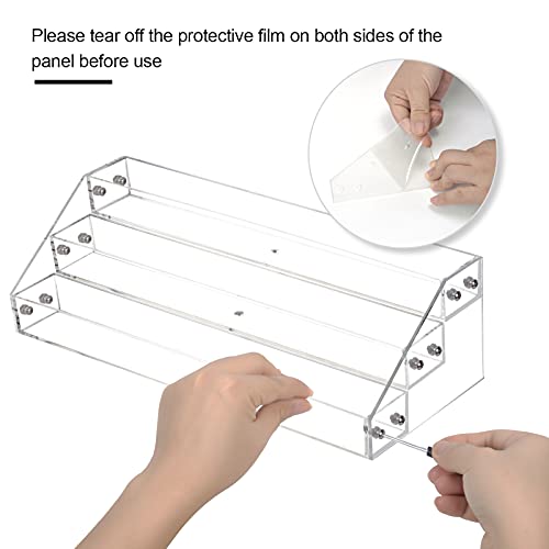 BTremary 3-Pack Clear Acrylic Nail Polish Organizer Shelf Rack - Holds 36 Bottles