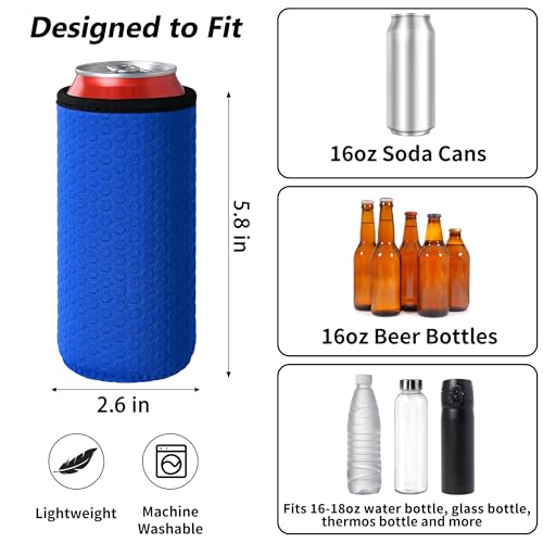 16oz Insulated Neoprene Can Cooler Sleeve - 5 Pack