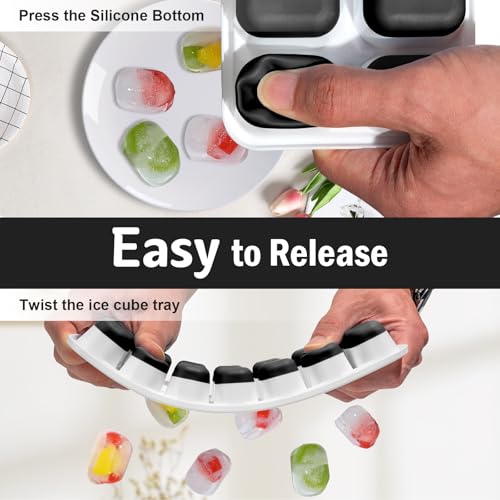DclobTop Black & White Ice Cube Trays - 3 Pack, BPA-Free, Easy Release