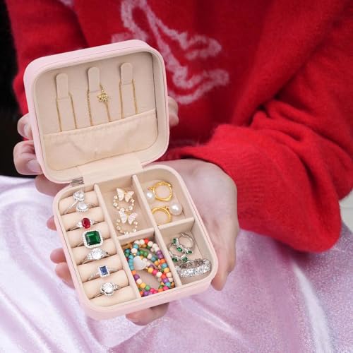 Personalized Pink Jewelry Travel Case for Women - Letter M