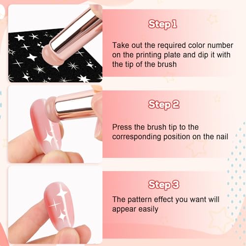 PEUTIER 3Pcs Silicone Nail Art Brushes, Reusable Gradient Jelly Head Manicure Tools