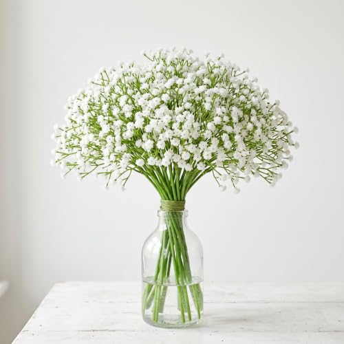 9 Pack Artificial Baby’s Breath Flowers, 20.5" White Faux Gypsophila Stems