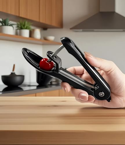 VOVEA Heavy-Duty Stainless Steel Cherry Pitter Tool - Black
