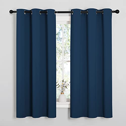 NICETOWN Blackout Curtains, Moroccan Blue, 34"W x 63"L, Thermal Insulated