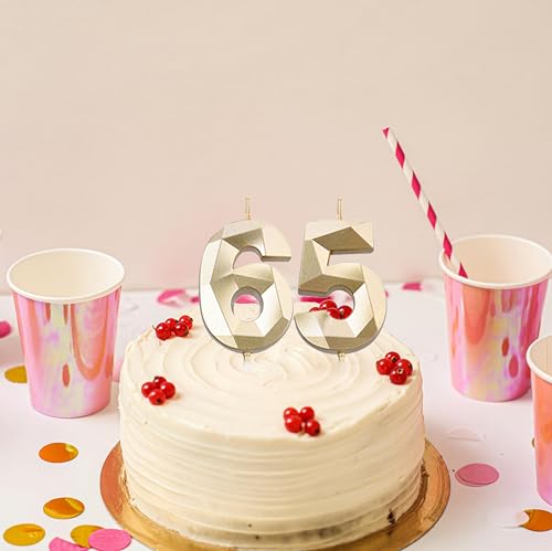 Gold 65 Birthday Candles - 2 Pack | Non-Toxic Birthday Decorations
