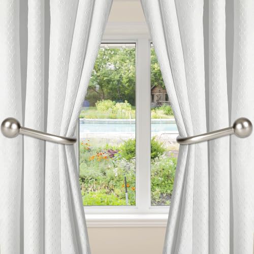 Satin Nickel Curtain Holdbacks 2 Pcs Wall-Mounted Metal Tiebacks for Drapery & Window Decor