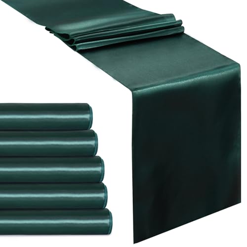 B-COOL Dark Green Satin Table Runner Set - 5 Pack, 12x108 inch