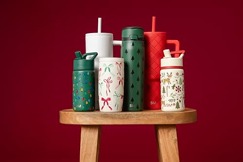 Simple Modern Christmas Travel Coffee Mug with 360° Lid - Trees, 16oz, Winter Trees Variation