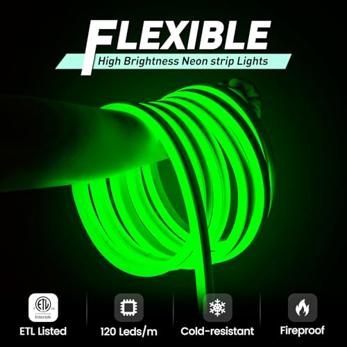 Flexible LED Neon Rope Lights 50FT Waterproof Strip Light Green 15M