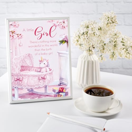 Cute Pink Unicorn Baby Girl Congratulations Card with Envelope