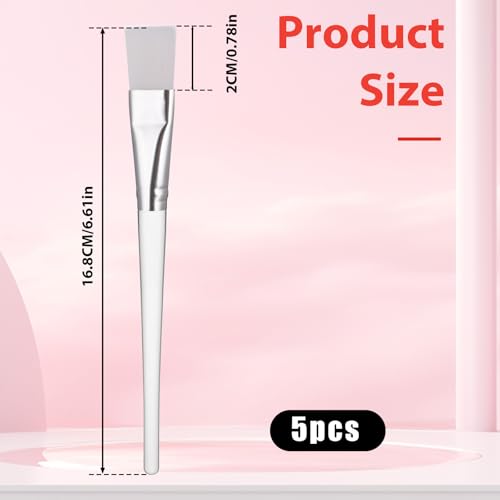 JJUNW 5 Pcs Facial Mask Brush Set, Soft Nylon Bristles with Clear Handle