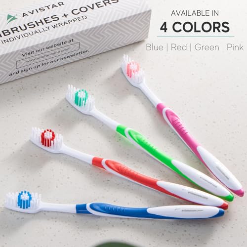 Avistar Individually Wrapped Adult Manual Toothbrushes 4-Pack with Covers