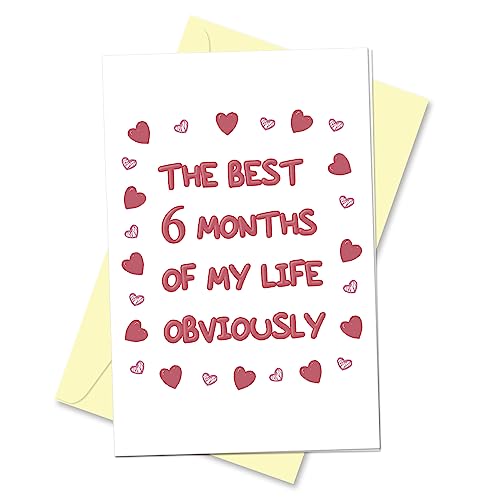 Half Year Anniversary Card for Girlfriend or Boyfriend - 6 Month Gift