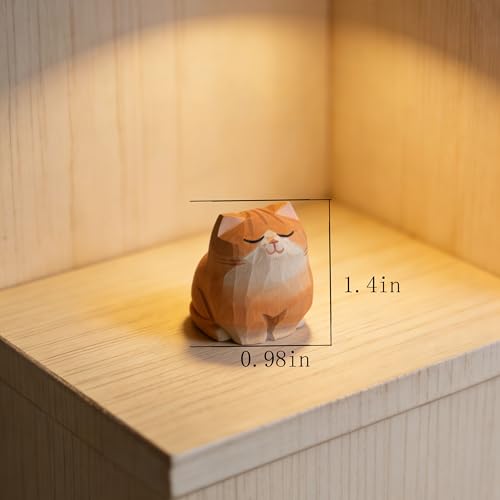 Hand-Carved Orange Tabby Cat Figurine | Charming Home Decor
