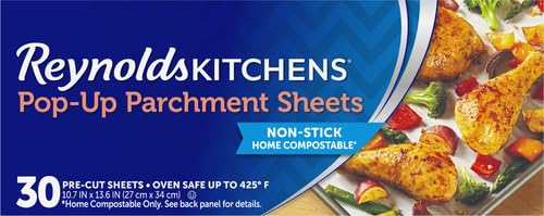 Reynolds Pop-Up Parchment Paper Sheets, 30 Count, Non-Stick, 10.75 x 13.75 in