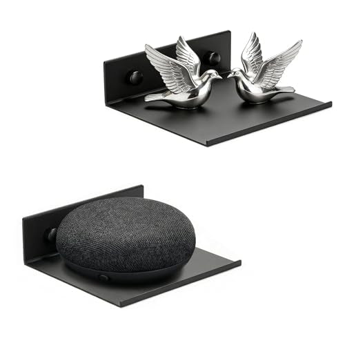 Z metnal 4.7 Inch Black Floating Shelves 2 Pack for Action Figures & Collectibles