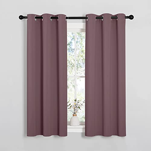 NICETOWN Blackout Curtains 34"W x 54"L - Dry Rose Grommet Panels (Set of 2)