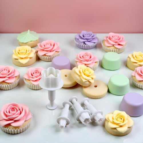 8-Piece Flower Plunger Cookie Cutter Set for Baking & Cake Decorating